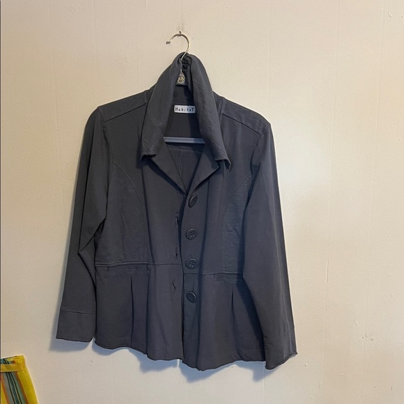 Habitat Jackets & Blazers - Habitat Slub knit peplum Charcoal Button-Up Jacket